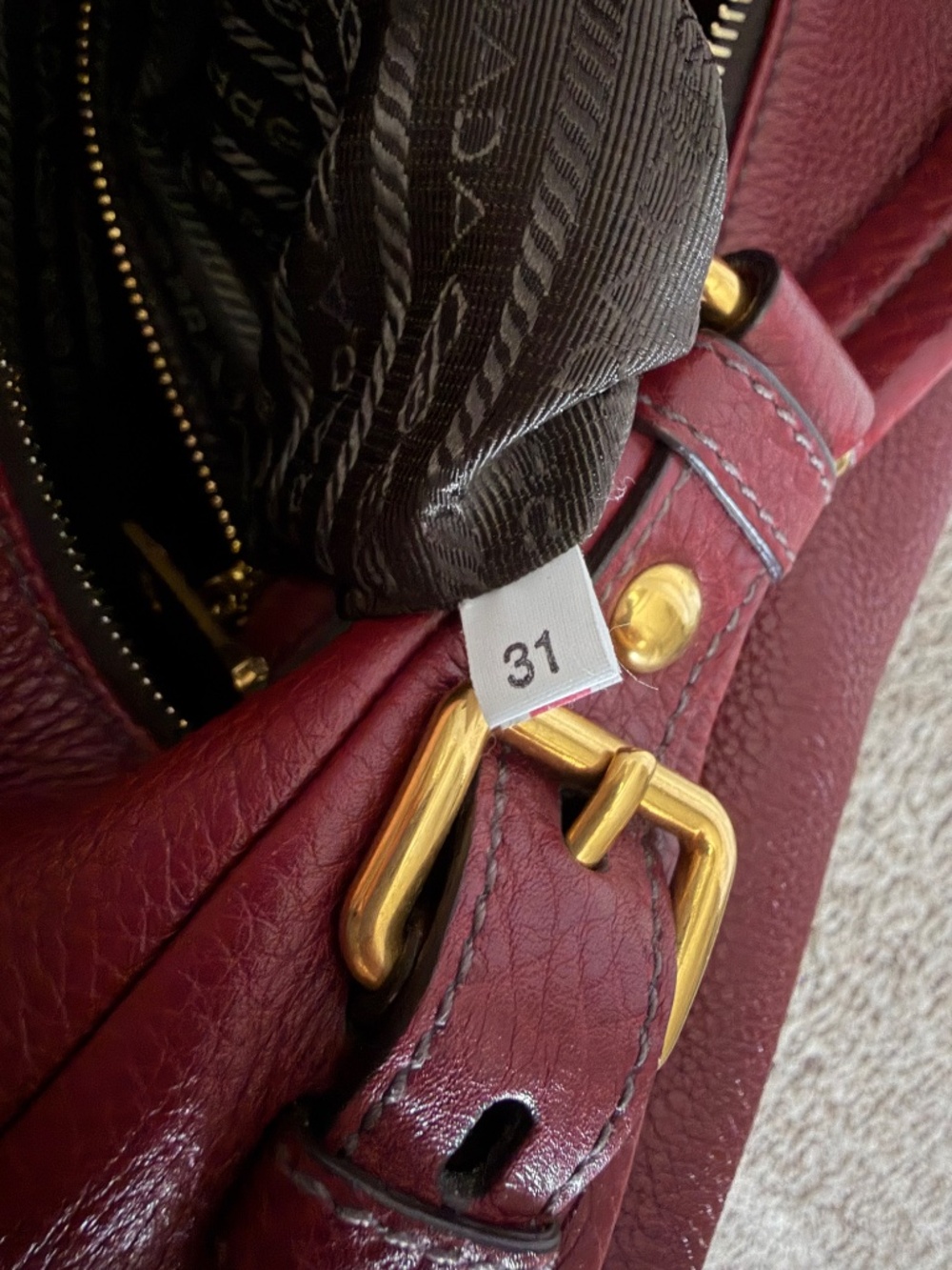 Prada Vitello Daino Hobo Handbag in Amaranto *PRISTINE* - Picture 12 of 12